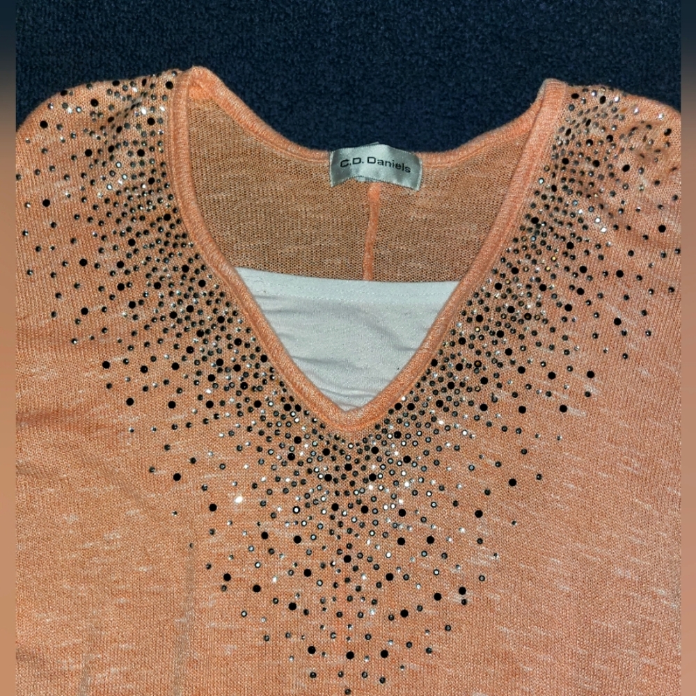 Coral Top with Sequins